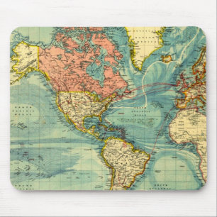 World Map Featuring United States Mouse Mat