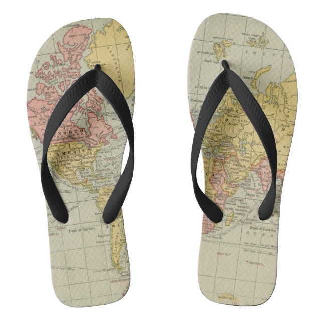 World Map Flip Flops (Footbed)