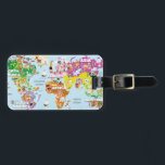 World Map For Kids - Cute and Fun Luggage Tag<br><div class="desc">This fun kid's world map is designed for the smallest member of your family. It features all the continents, oceans, some landmarks and animals. You can decorate your child's nursery or playroom with this adorable world map and give them a head start to learn about geography. It also makes a...</div>