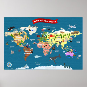 World Map For Kids - Let's Explore Poster