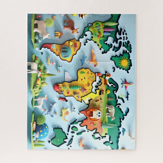 World Map for Kids Puzle Jigsaw Puzzle (Vertical)