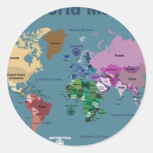 World Map for Kids with Flags Classic Round Sticker