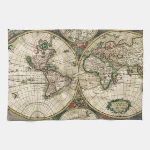 World Map from 1689 Tea Towel
