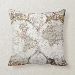 World Map from Atlas Maior Cushion