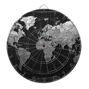 world map galaxy black and white 4 dartboard