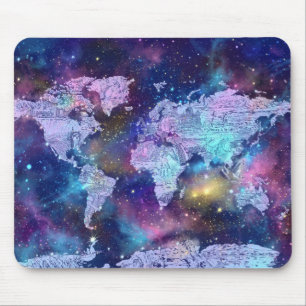 world map galaxy blue 4 mouse mat