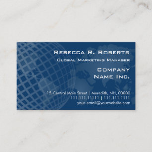 World Map Global Marketing Dark Midnight Blue Business Card