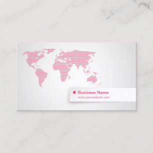 World Map Global Pink Business Cards