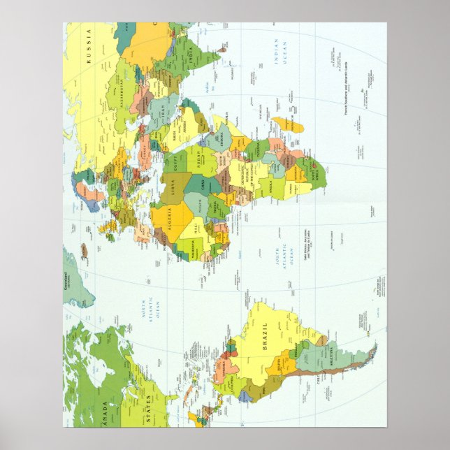 World Map Globe Atlas Countries Poster (Front)