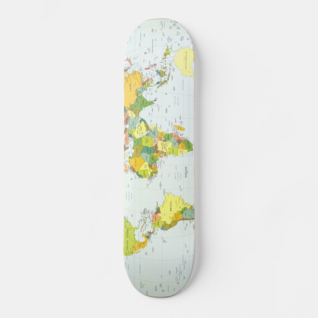 World Map Globe Atlas Countries Skateboard (Front)