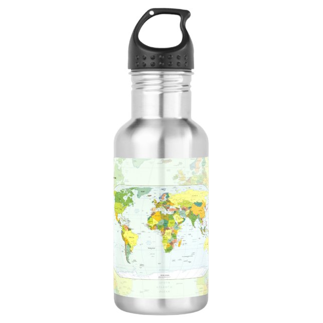 World Map Globe Country Atlas 710 Ml Water Bottle (Front)
