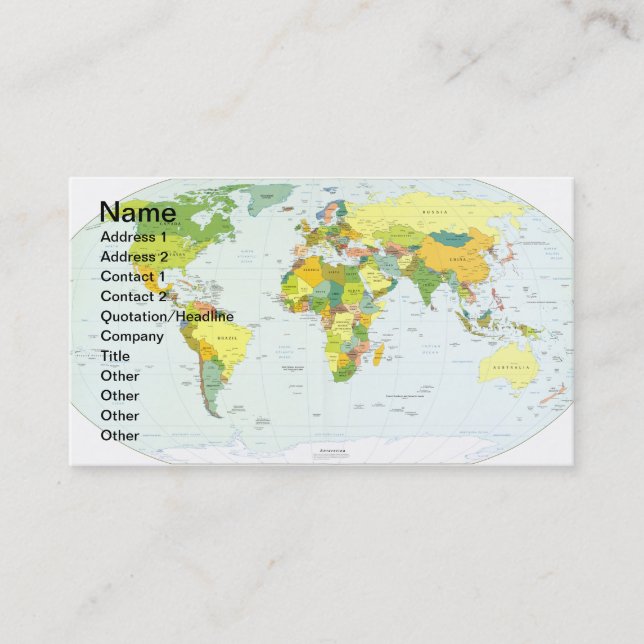 World Map Globe Country Atlas Business Card (Front)