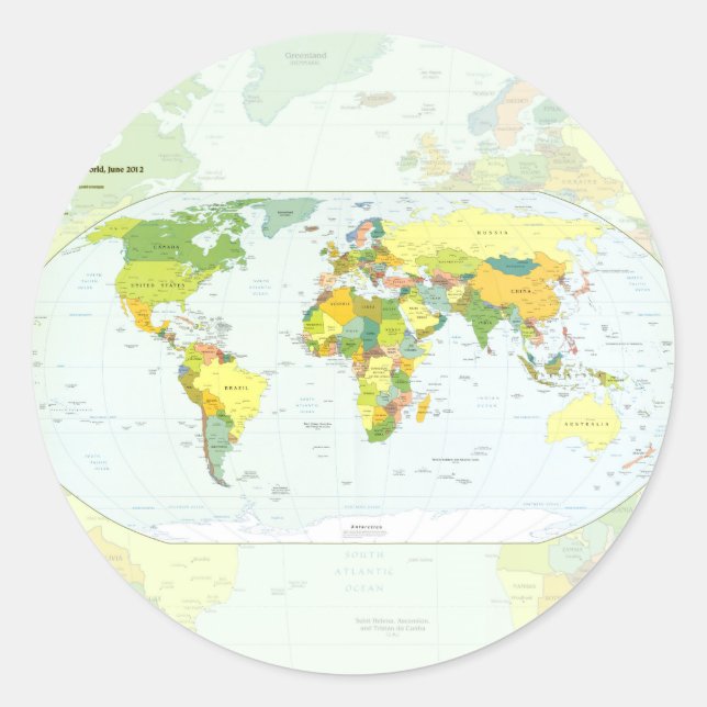 World Map Globe Country Atlas Classic Round Sticker (Front)