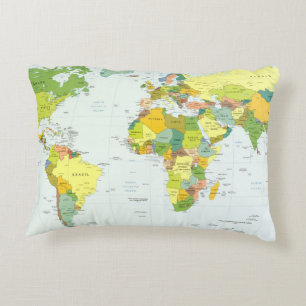 world+map+globe+country+atlas decorative cushion