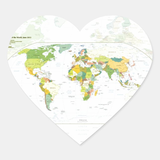 World Map Globe Country Atlas Heart Sticker (Front)