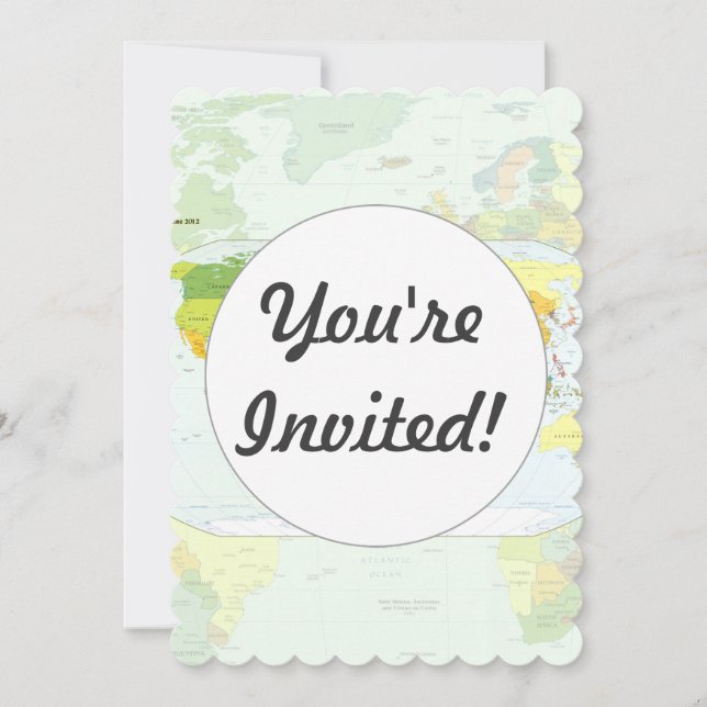 World Map Globe Country Atlas Invitation (Front)