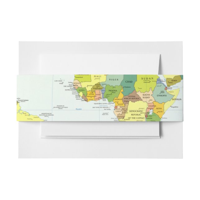 World Map Globe Country Atlas Invitation Belly Band (Front Example)