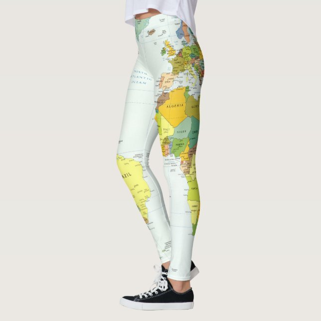 World Map Globe Country Atlas Leggings (Left)