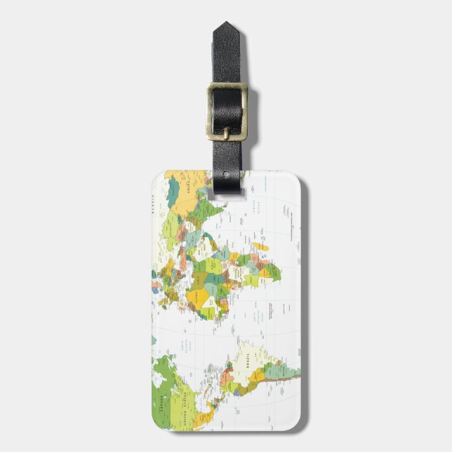 World Map Globe Country Atlas Luggage Tag (Front Vertical)