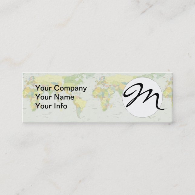 World Map Globe Country Atlas Mini Business Card (Front)