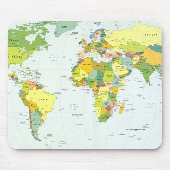 World Map Globe Country Atlas Mouse Mat (Front)