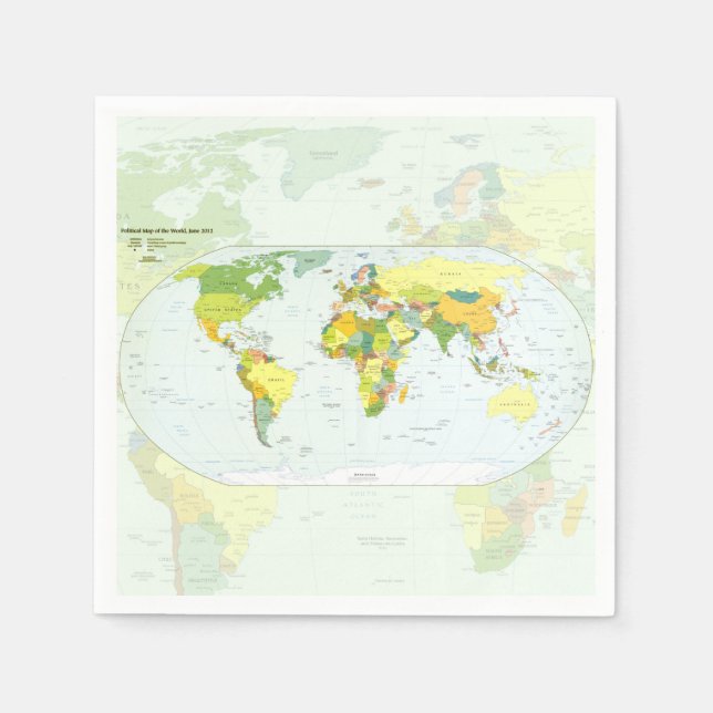 World Map Globe Country Atlas Napkin (Front)