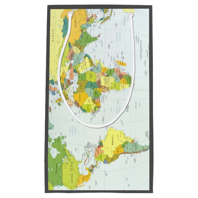 World Map Globe Country Atlas Small Gift Bag (Front)