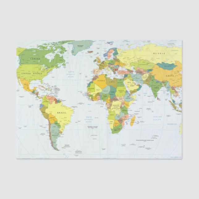 World Map Globe Country Atlas Tissue Paper (Front)