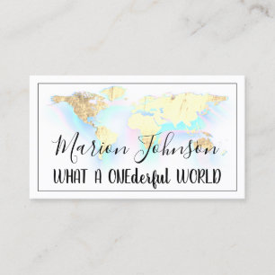 World Map Globe Map Travel Agency Gold QR LOGO Business Card