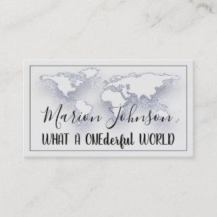 World Map Globe Map Travel Agency Grey Logo QR   Business Card