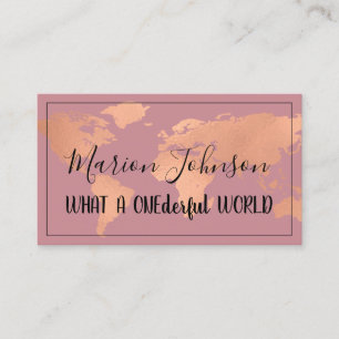 World Map Globe Map Travel Agency Rose Purple Business Card