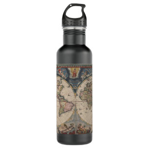 World Map Globe Travel Antique 710 Ml Water Bottle