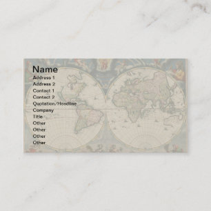 World Map Globe Travel Antique Business Card
