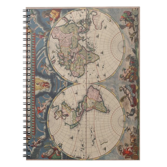 World Map Globe Travel Antique Notebook (Front)