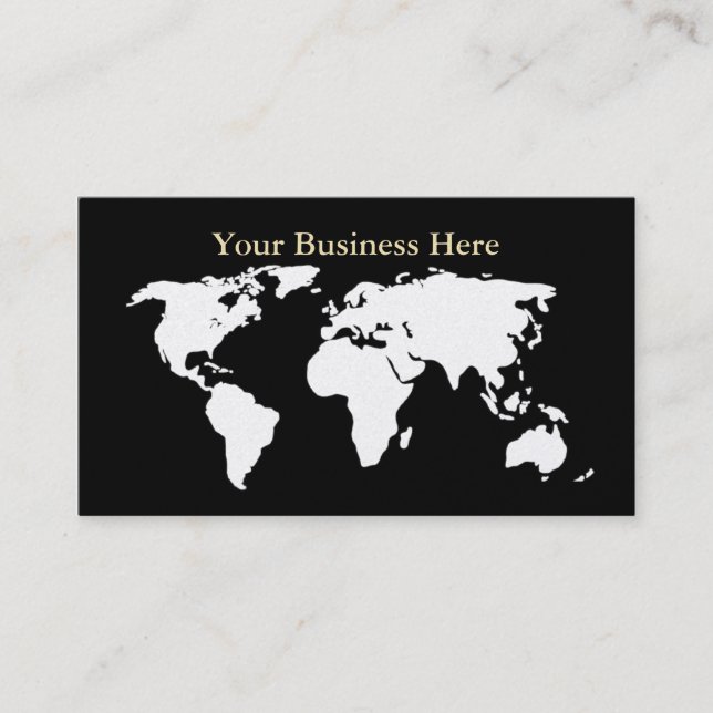 World Map Gold/Black Business Card 6 (Front)