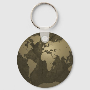 World Map Gold Key Ring