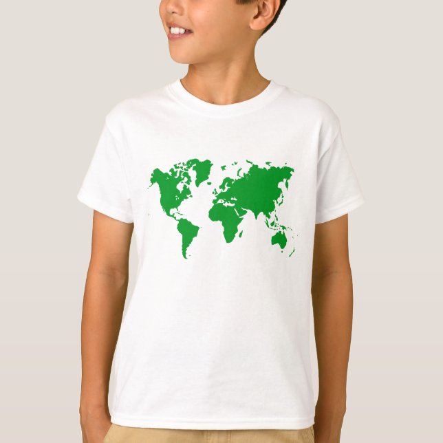 World Map - Grass Green T-Shirt (Front)