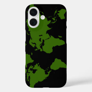 World map green colour iPhone 16 case