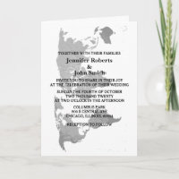 World Map Grey White Simple Modern Wedding 2023