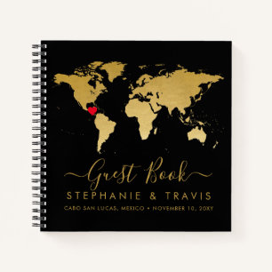 World Map Heart Destination Guest Book
