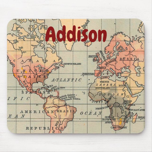 World Map Historic Mouse Mat (Front)