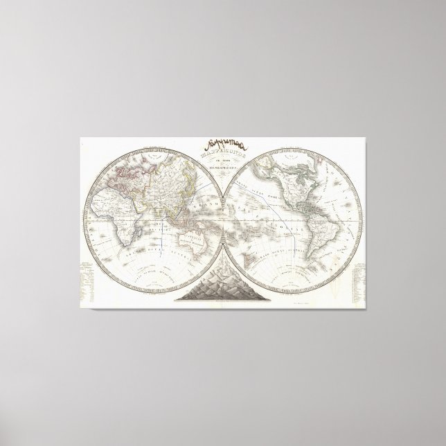 World Map in 2 Hemispheres Canvas Print (Front)