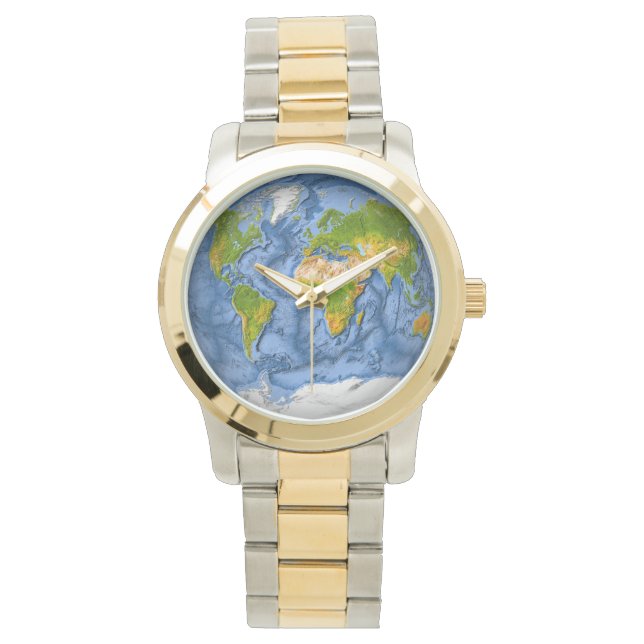 World map in a circle watch (Front)