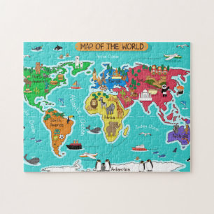 World Map in Cartoon Style Jigsaw Puzzle