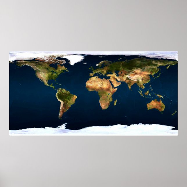 World map in full natural colours by healing love poster (Front)