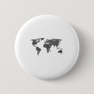 World Map In Grey, The World Maps _1 6 Cm Round Badge