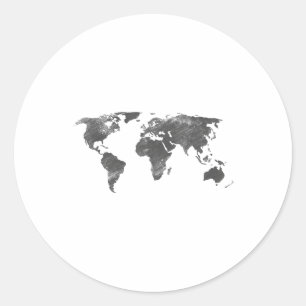 World Map In Grey, The World Maps _1 Classic Round Sticker
