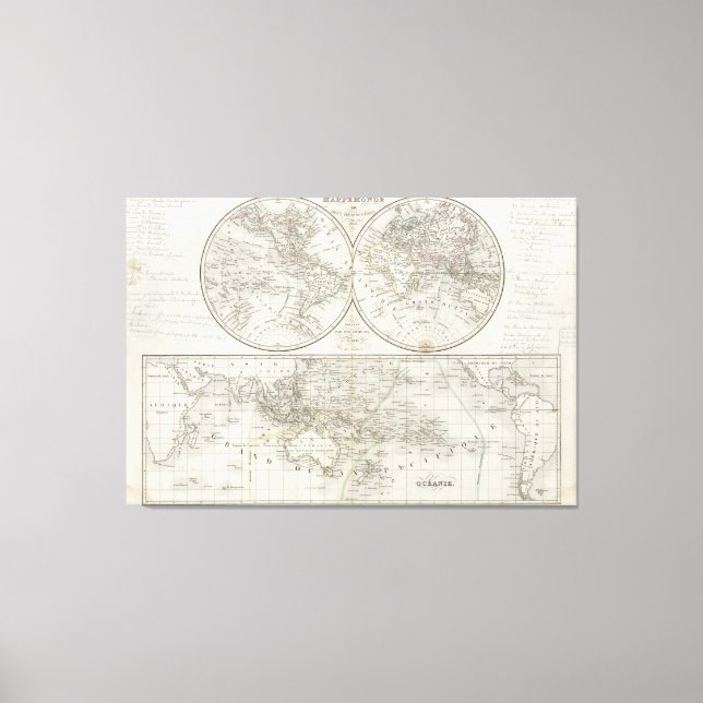 World Map in Two Hemispheres Canvas Print (Front)