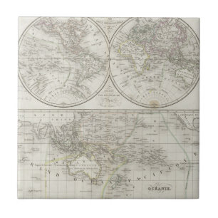 World Map in Two Hemispheres Tile
