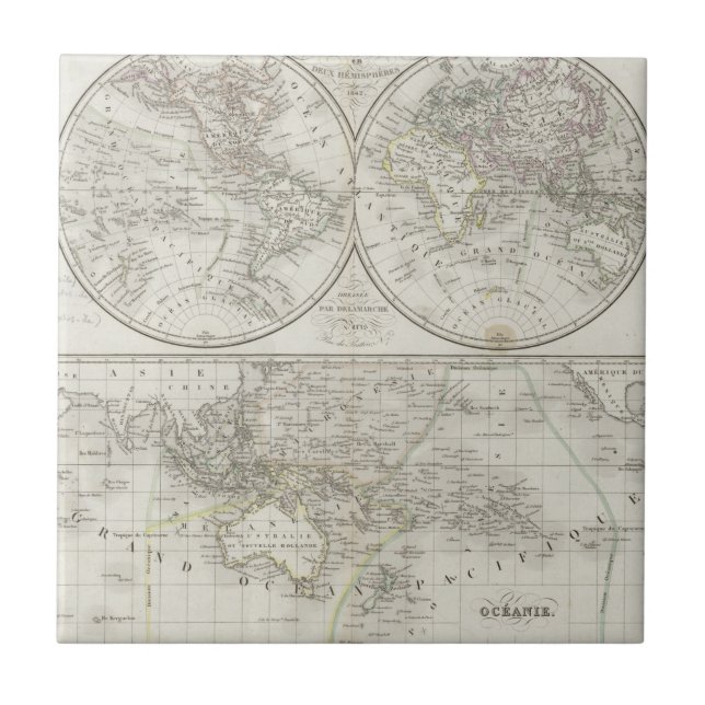 World Map in Two Hemispheres Tile (Front)